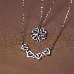 Elegant Silver Heart Necklace Set